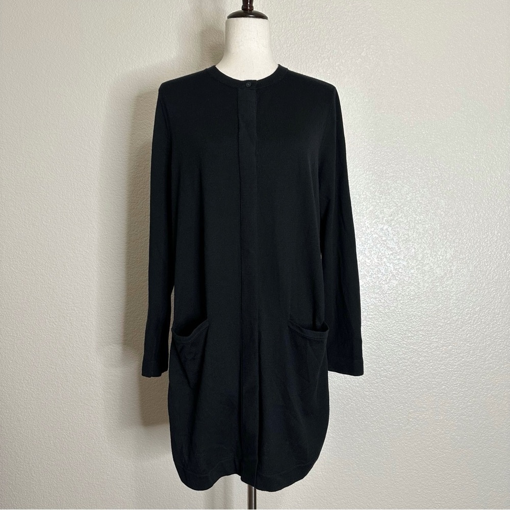 J. Jill Wool Blend Women''s Black Button Down Long Cardigan Sweater, Sz Medium